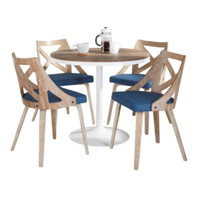 LumiSource Dakota Charlotte Dining Table and 4 Chairs, Blue/Natural, large