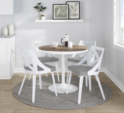 LumiSource Dakota Charlotte Dining Table and 4 Chairs, Gray/Natural, rollover