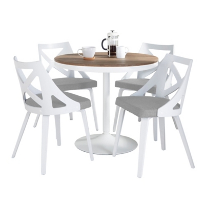 LumiSource Dakota Charlotte Dining Table and 4 Chairs, Gray/Natural, large