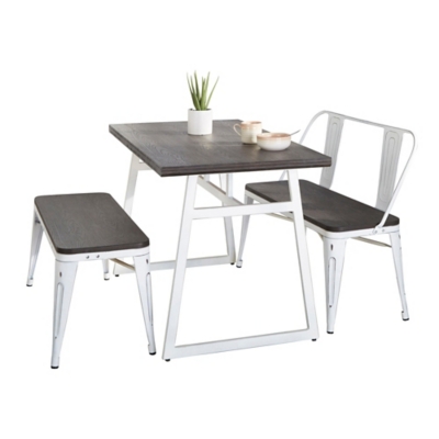 LumiSource Geo Orgeon Dining Table and 2 Benches, , large