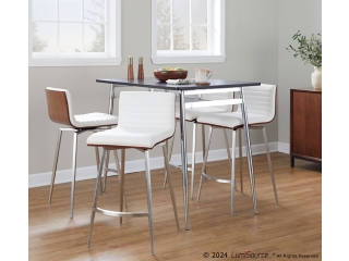 LumiSource Marcel Mason Counter Height Dining Table and 4 Counter Stools