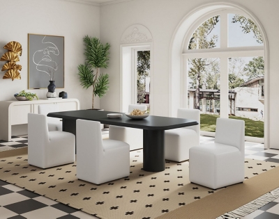 Manhattan Comfort Anna Upholstered Dining Chair (Set of 2), Cream, rollover