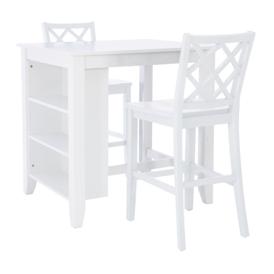 Linon Kolt Counter Height Dining Table and 2 Barstools, White, large