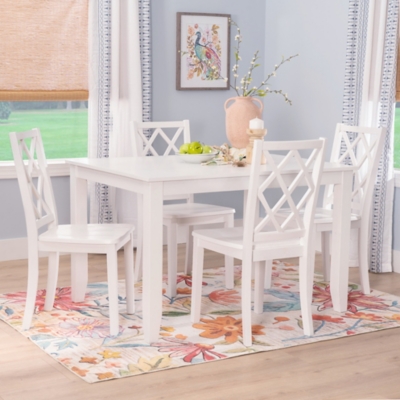 Linon Kolt Rectangular Dining Table and 4 Chairs, White, rollover