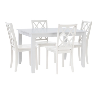 Linon Kolt Rectangular Dining Table and 4 Chairs, White, large