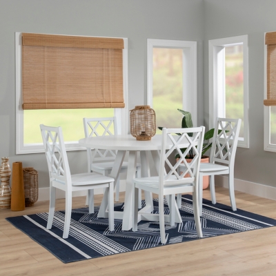 Linon Kolt Round Dining Table and 4 Chairs, White, rollover