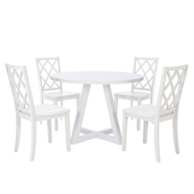 Linon Kolt Round Dining Table and 4 Chairs, White, large
