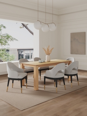 Manhattan Comfort Rockaway And Carrington Dinning Table with 6 Chairs, Natural/Light Gray, rollover
