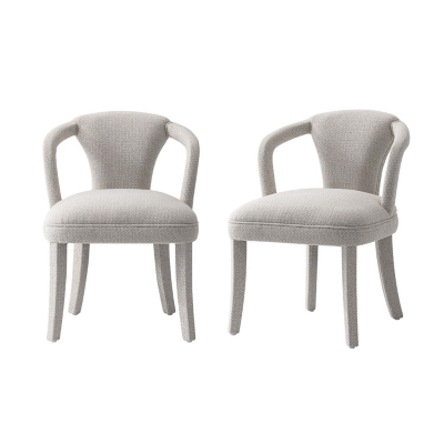 Manhattan Comfort Palmer Dining Armchair set of 2, Silver Lining, large