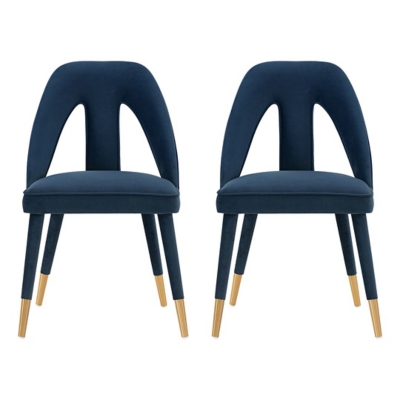 Manhattan Comfort Neda Dining Chair set of 2, Midnight Blue, large