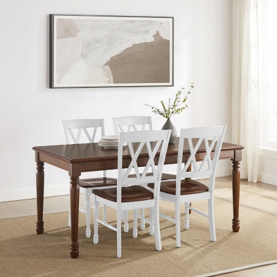 Crosley Furniture Shelby Dining Table and 4 Chairs, Distressed White