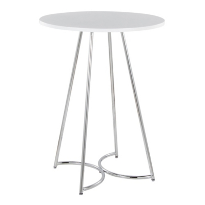 LumiSource Cece Counter Height Dining Table, White/Chrome, large