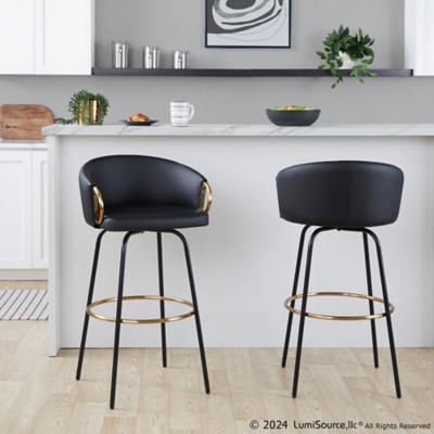 LumiSource Claire Bar Height Bar Stool (Set of 2), Black, rollover