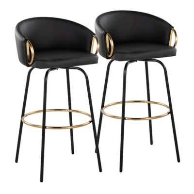 LumiSource Claire Bar Height Bar Stool (Set of 2), Black, large