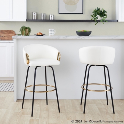 LumiSource Claire Bar Height Bar Stool (Set of 2), White, rollover