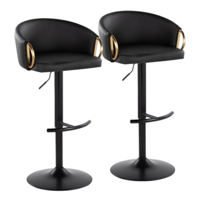 LumiSource Claire Adjustable Bar Stool (Set of 2), Black, large