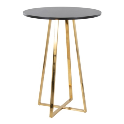 LumiSource Cosmo Counter Height Round Bar Table, Black/Gold, large