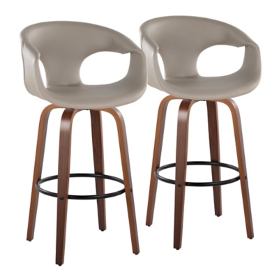 LumiSource Curvo Bar Height Bar Stool (Set of 2), Light Gray, large