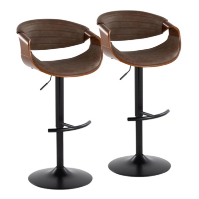 LumiSource Curvo Swivel Barstool (Set of 2), Espresso, large