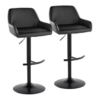 LumiSource Daniella Bar Height Bar Stool (Set of 2), Black, large