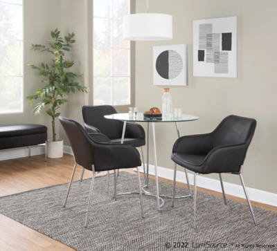 LumiSource Daniella Dining Chair (Set of 2), Black/Chrome, rollover