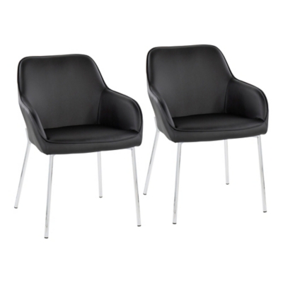 LumiSource Daniella Dining Chair (Set of 2), Black/Chrome, large