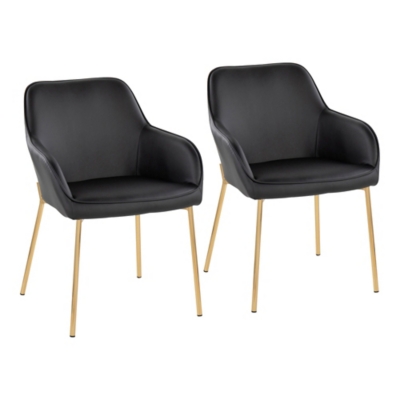 LumiSource Daniella Dining Chair (Set of 2), Black/Gold, large