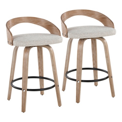 LumiSource Grotto Counter Height Bar Stool (Set of 2), Oat, large