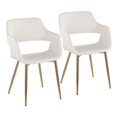 LumiSource Margarite Dining Chair (Set of 2), White/Gold, large