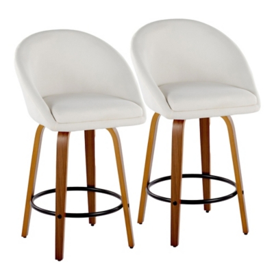 LumiSource Matisse Swivel Counter Stool (Set of 2), Cream/Camel, large