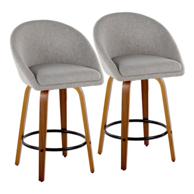 LumiSource Matisse Swivel Counter Stool (Set of 2), Light Gray, large