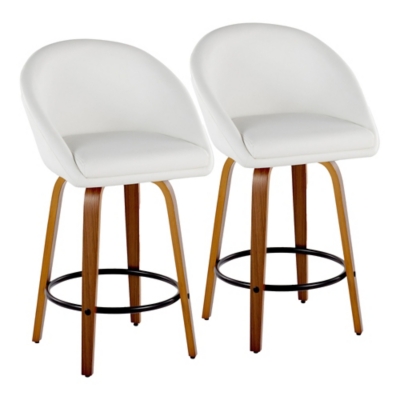 LumiSource Matisse Swivel Counter Stool (Set of 2), White/Camel, large