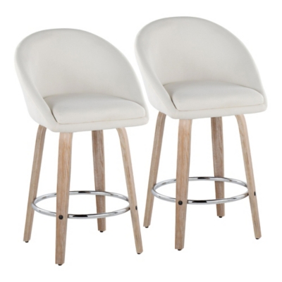 LumiSource Matisse Swivel Counter Stool (Set of 2), Cream, large