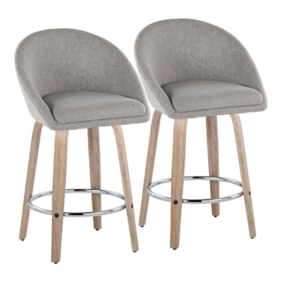 LumiSource Matisse Swivel Counter Stool (Set of 2), Gray, large