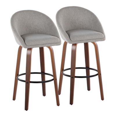 LumiSource Matisse Bar Height Bar Stool (Set of 2), Light Gray, large