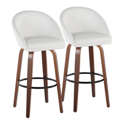 LumiSource Matisse Bar Height Bar Stool (Set of 2), White/Brown, large