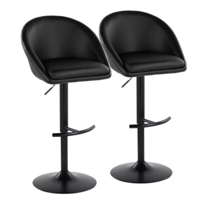 LumiSource Matisse Highback Bar Height Bar Stool (Set of 2), Black, large