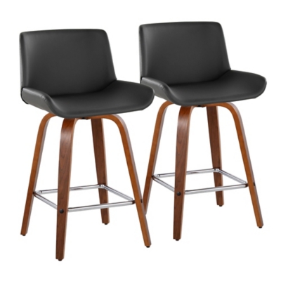 LumiSource Santi Counter Height Bar Stool (Set of 2), Light Gray/Brown, large