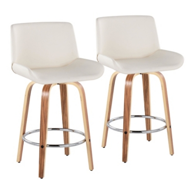 LumiSource Santi Counter Height Bar Stool (Set of 2), White, large
