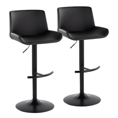 LumiSource Santi Bar Height Bar Stool  (Set of 2), Black, large