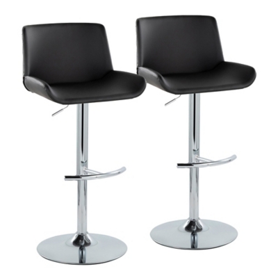 LumiSource Santi Bar Height Swivel Bar Stool  (Set of 2), Black, large