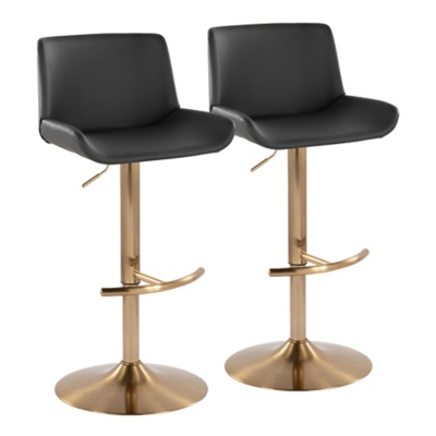 LumiSource Santi Bar Height Swivel Bar Stool  (Set of 2), Gray/Gold, large
