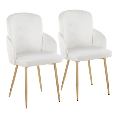 LumiSource Dahlia Dining Chair (Set of 2), Gold/Cream, large