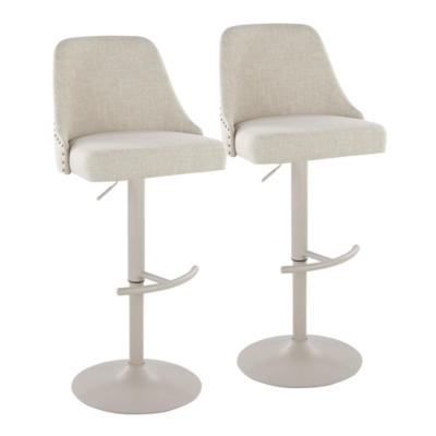 LumiSource Marcel Adjustable Bar Stool (Set of 2), Gray/Cream, large