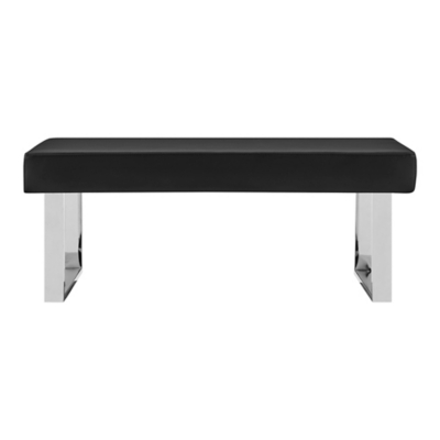 White rectangular dining table with thick pedestal base.
