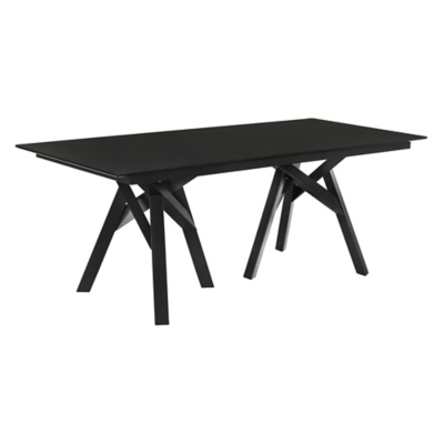 Table top close-up black wood finish with legs