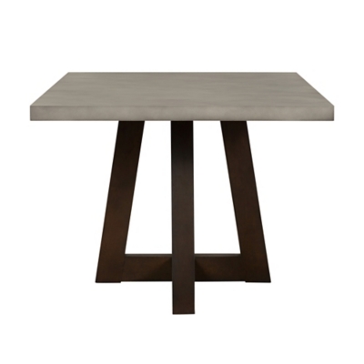 Close-up view of the table top and leg base showing the angled legs and cross supports