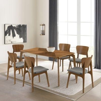 Armen Living Kalia Dining Table and 6 Chairs, Gray/Brown, rollover