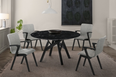 Armen Living Venus Dining Table, Black, rollover