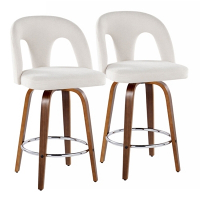 LumiSource Ava Counter Height Bar Stool (Set of 2), Snow White, large
